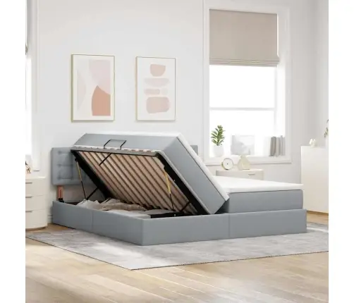 Glabāšanas Gulta Gaiši Pelēks 200 X 200 Cm Mākslīgā Āda Vidaxl