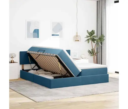 Glabāšanas Gulta Ar Matraci Tumši Zils 90 X 200 Cm Vidaxl