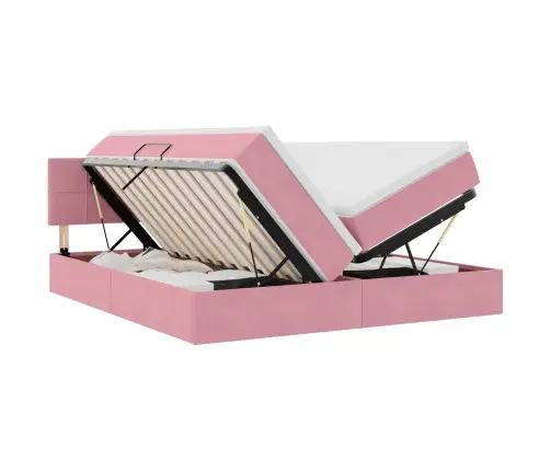 Laos Voodi Madratsiga Peaga Ladustamisega Roosa 90 X 200 Cm