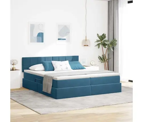 Glabāšanas Gulta Ar Matraci Tumši Zils 100 X 200 Cm Vidaxl