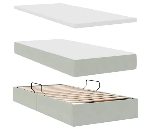 Laos Voodi Madratsiga Peaga Ladustamisega Helehall 100 X 200 Cm