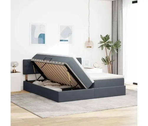 Glabāšanas Gulta Ar Matraci Tumši Pelēks 100 X 200 Cm Vidaxl