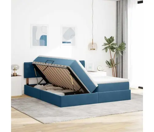 Glabāšanas Gulta Ar Matraci Tumši Zils 100 X 200 Cm Vidaxl