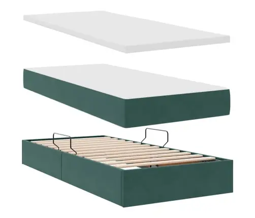 Glabāšanas Gulta Ar Matraci Tumši Zaļš 90 X 200 Cm Vidaxl