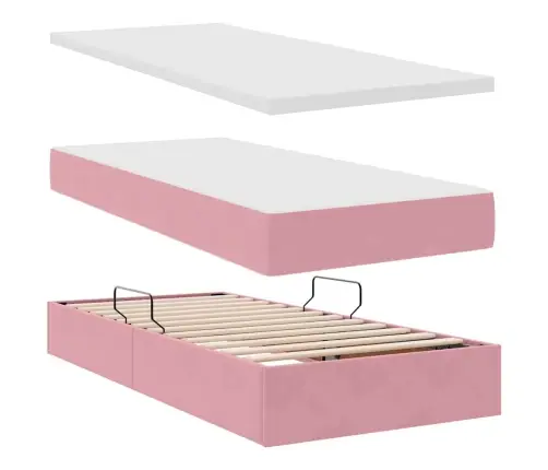 Glabāšanas Gulta Ar Matraci Ar Galvas Klāju Rozā 90 X 200 Cm Vidaxl