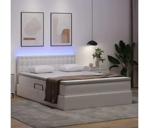 Lova Su Daiktų Laikymo Vieta Ir Led Švari Balta 140 X 190 Cm