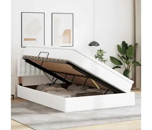 Lova Su Daiktų Laikymo Vieta Ir Led Švari Balta 140 X 190 Cm