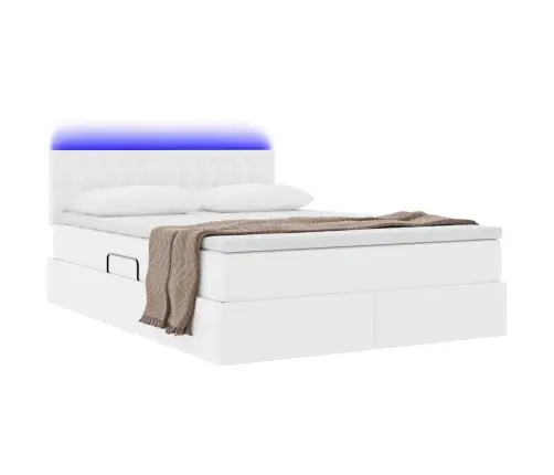 Lova Su Daiktų Laikymo Vieta Ir Led Švari Balta 140 X 190 Cm