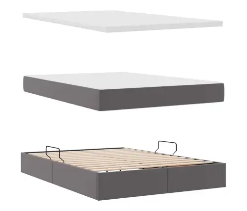 Gulta Ar Led Sloksnes Lukturiem Pelēka 140 X 190 Cm Pvc Vidaxl