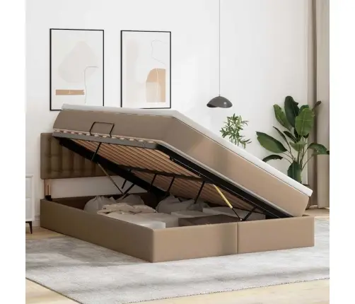 Gulta Ar Led Sloksnes Lukturiem Kafija 140 X 190 Cm Pvc Vidaxl