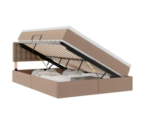 Gulta Ar Led Sloksnes Lukturiem Kafija 140 X 190 Cm Pvc Vidaxl