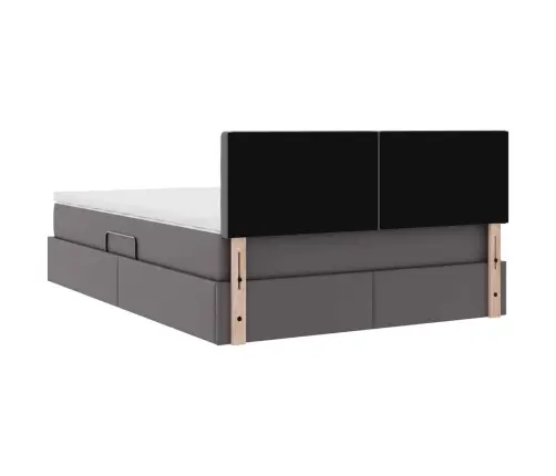 Gulta Ar Led Sloksnes Lukturiem Pelēka 140 X 200 Cm Pvc Vidaxl