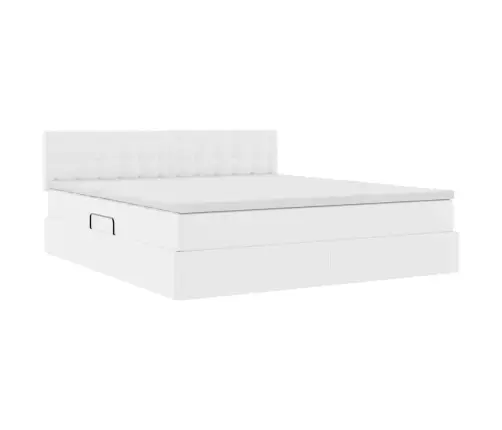 Gulta Ar Uzglabāšanas Vietu Un Led Tīra Balta 180 X 200 Cm Vidaxl