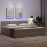 Led-Valgusega Hoiuvoodi Peaga Helehall 200 X 200 Cm Kunstnahk