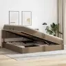 Led-Valgusega Hoiuvoodi Peaga Helehall 200 X 200 Cm Kunstnahk
