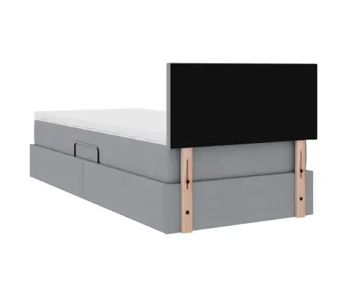 Led-Valgusega Hoiuvoodi Madratsiga Helehall 100 X 200 Cm Kangas