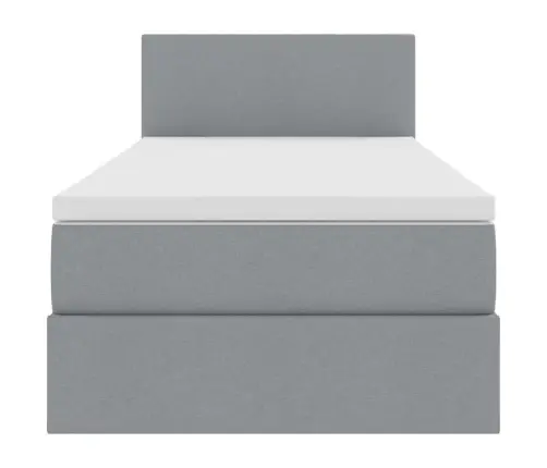 Led-Valgusega Hoiuvoodi Madratsiga Helehall 100 X 200 Cm Kangas