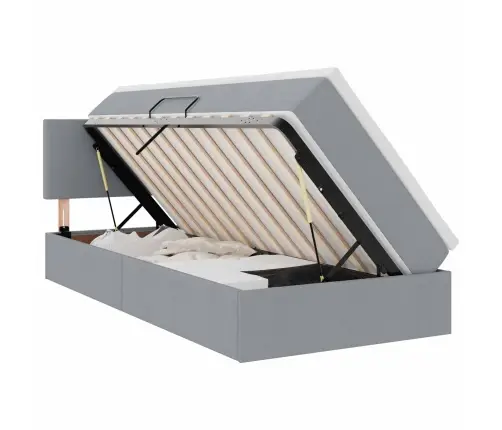 Led-Valgusega Hoiuvoodi Madratsiga Helehall 100 X 200 Cm Kangas