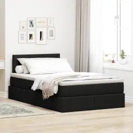 Lova Su Daiktų Laikymo Vieta Ir Led Juoda 120 X 190 Cm Lova Su Daiktų Laikymo Vieta Ir Led Juoda 120 X 190 Cm