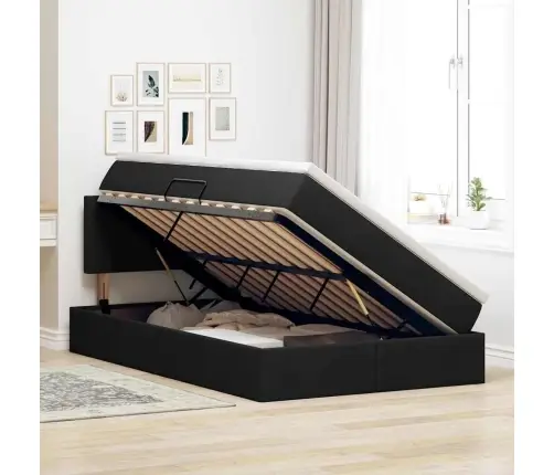 Lova Su Daiktų Laikymo Vieta Ir Led Juoda 120 X 190 Cm