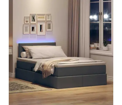 Gulta Ar Galvas Klāju Tumši Pelēks 120 X 200 Cm Audums Vidaxl