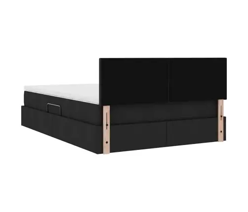 Gulta Ar Led Sloksnes Lukturiem Melna 140 X 190 Cm Audums Vidaxl
