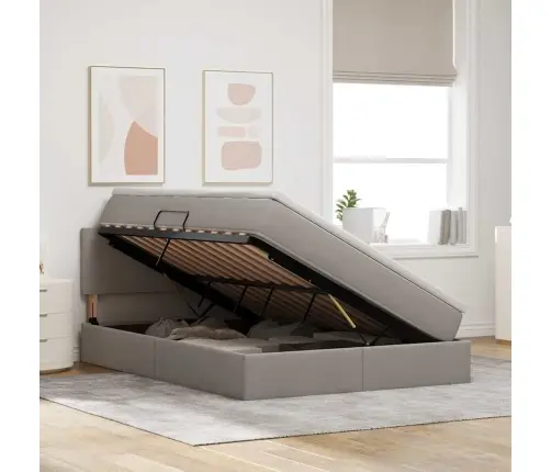 Lova Su Daiktų Laikymo Vieta Ir Led Taupe 140 X 190 Cm