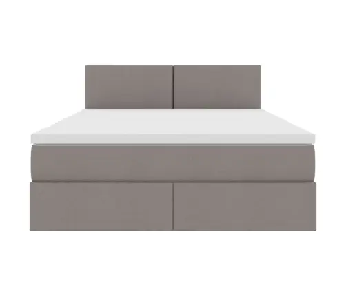 Gulta Ar Led Sloksnes Lukturiem Pelēkbrūna 140 X 200 Cm Audums Vidaxl