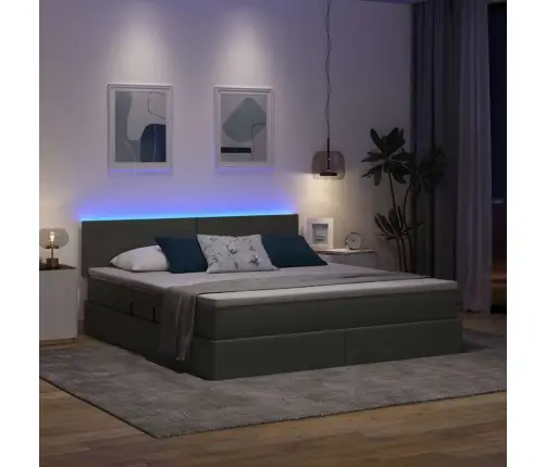 Gulta Ar Galvas Klāju Tumši Pelēks 160 X 200 Cm Audums Vidaxl