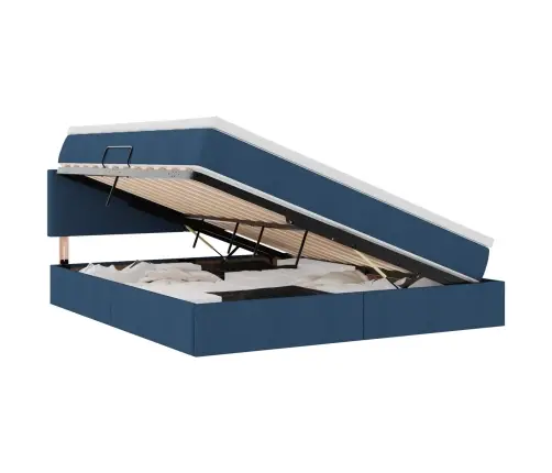 Gulta Ar Led Sloksnes Lukturiem Zila 160 X 200 Cm Audums Vidaxl