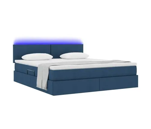 Gulta Ar Led Sloksnes Lukturiem Zila 160 X 200 Cm Audums Vidaxl