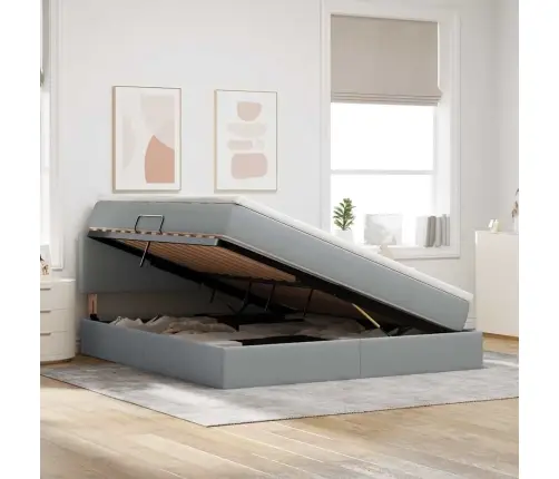 Gulta Ar Galvas Klāju Gaiši Pelēks 180 X 200 Cm Audums Vidaxl