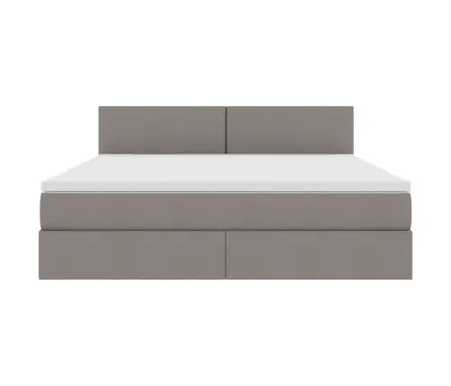 Gulta Ar Led Sloksnes Lukturiem Pelēkbrūna 180 X 200 Cm Audums Vidaxl