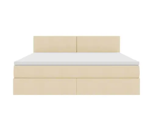 Gulta Ar Led Sloksnes Lukturiem Krēms 180 X 200 Cm Audums Vidaxl