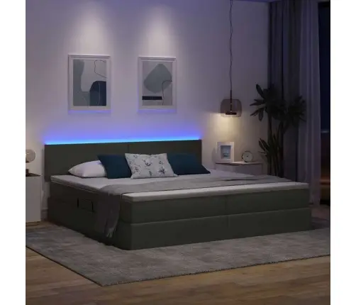 Gulta Ar Galvas Klāju Tumši Pelēks 200 X 200 Cm Audums Vidaxl