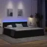 Led-Valgusega Hoiuvoodi Madratsiga Must 200 X 200 Cm Kangas
