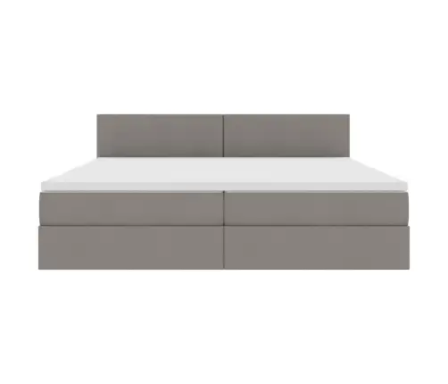 Gulta Ar Led Sloksnes Lukturiem Pelēkbrūna 200 X 200 Cm Audums Vidaxl