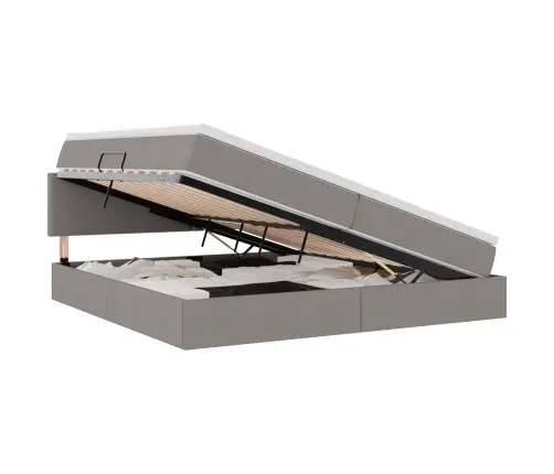 Gulta Ar Led Sloksnes Lukturiem Pelēkbrūna 200 X 200 Cm Audums Vidaxl