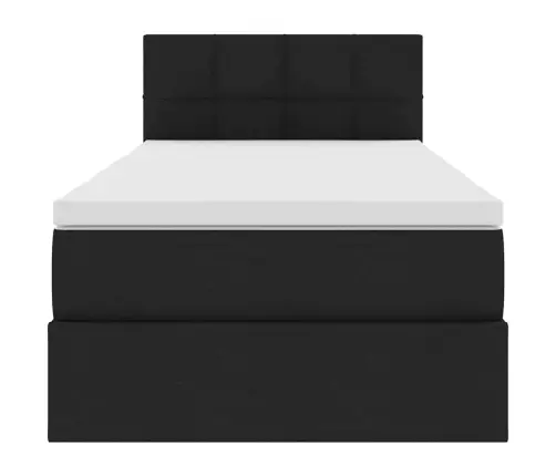 Gulta Ar Uzglabāšanas Vietu Un Led Melna 90 X 200 Cm Audums Vidaxl