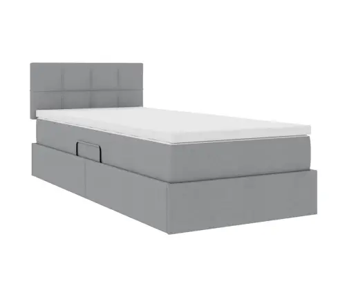 Led-Valgusega Hoiuvoodi Madratsiga Helehall 100 X 200 Cm Kangas