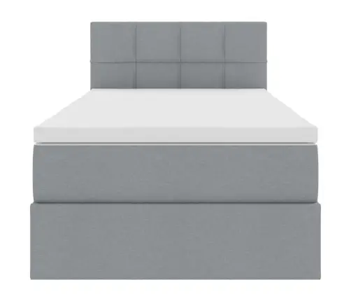 Led-Valgusega Hoiuvoodi Madratsiga Helehall 100 X 200 Cm Kangas