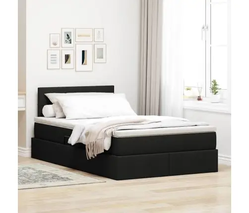 Gulta Ar Uzglabāšanas Vietu Un Led Melna 120 X 190 Cm Vidaxl