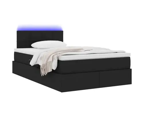 Gulta Ar Led Sloksnes Lukturiem Melna 120 X 200 Cm Audums Vidaxl