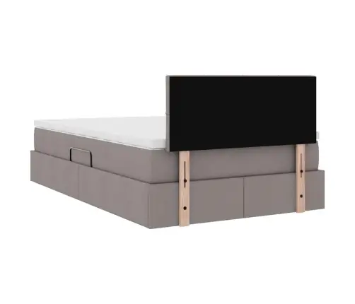 Gulta Ar Led Sloksnes Lukturiem Pelēkbrūna 120 X 200 Cm Audums Vidaxl