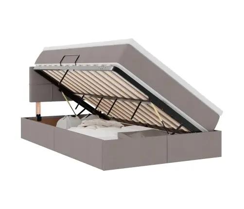 Gulta Ar Led Sloksnes Lukturiem Pelēkbrūna 120 X 200 Cm Audums Vidaxl