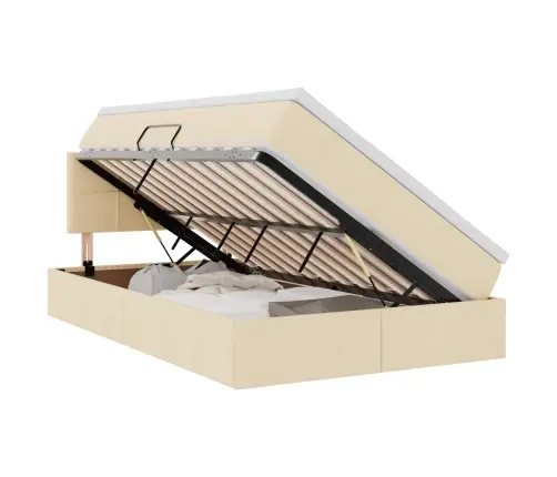 Gulta Ar Led Sloksnes Lukturiem Krēms 120 X 200 Cm Audums Vidaxl