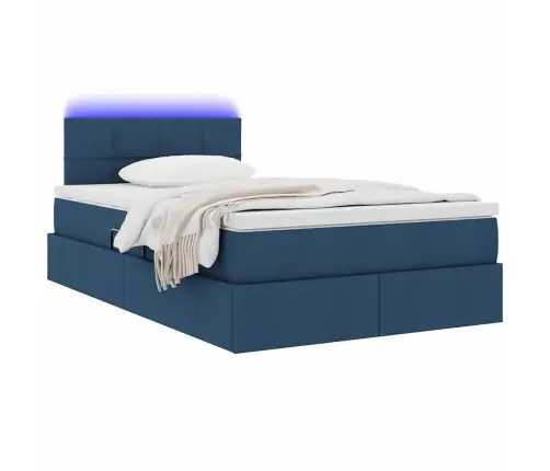 Gulta Ar Led Sloksnes Lukturiem Zila 120 X 200 Cm Audums Vidaxl