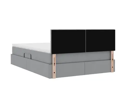 Lova Su Daiktų Laikymo Vieta Ir Led Šviesiai Pilka 140 X 190 Cm