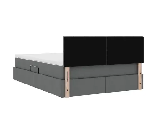 Gulta Ar Galvas Klāju Tumši Pelēks 140 X 190 Cm Audums Vidaxl