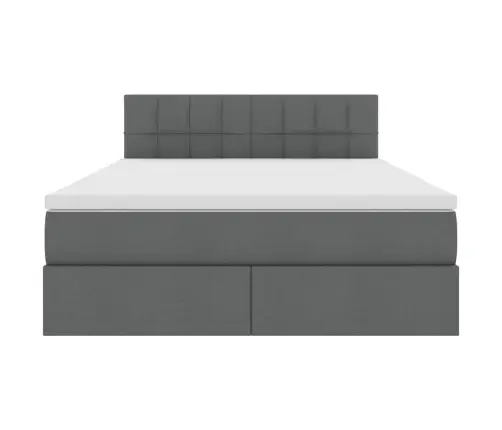 Gulta Ar Galvas Klāju Tumši Pelēks 140 X 190 Cm Audums Vidaxl